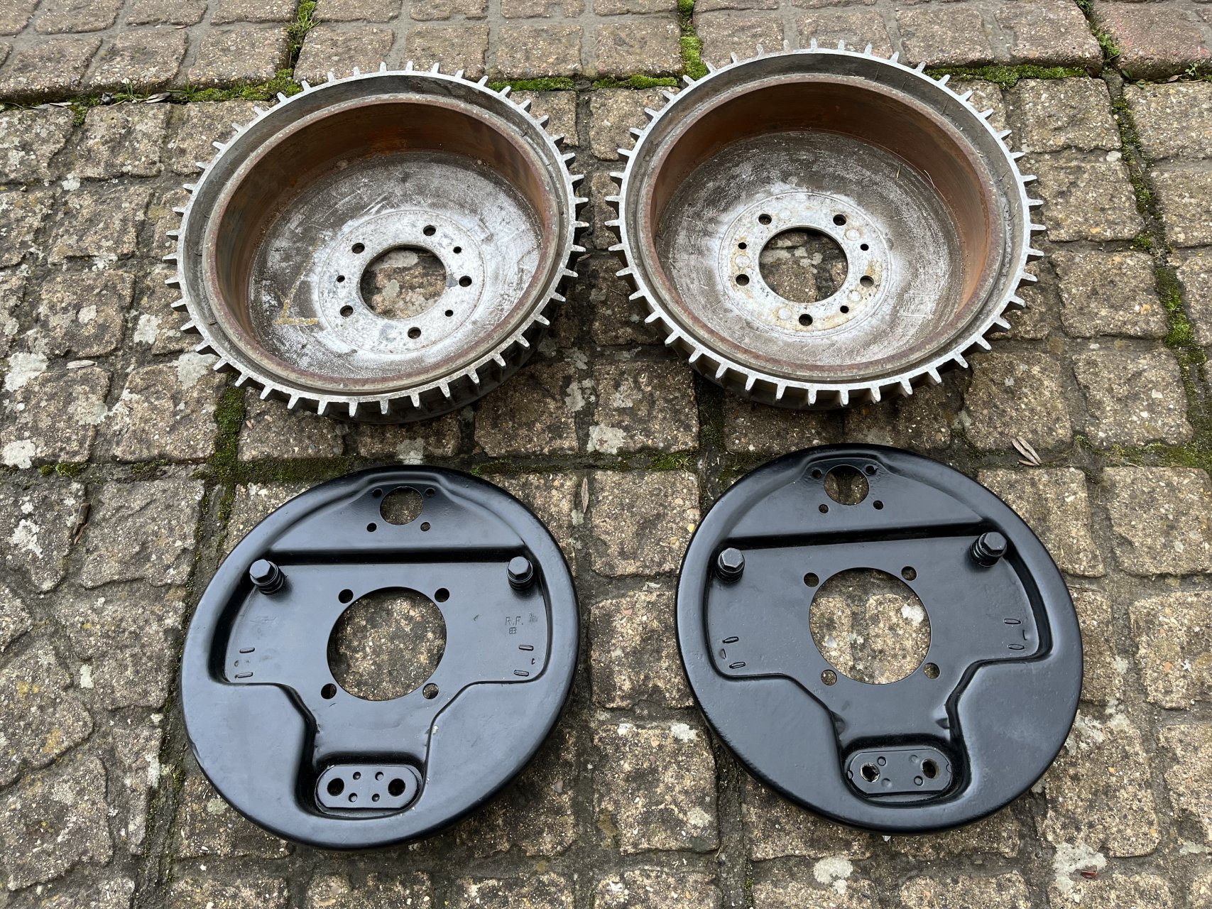 Buick Drums + Early Ford spindles +Brakes + NOS GM disks + Calipers ...